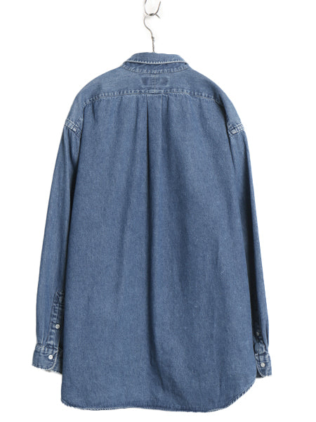 00s ラルフローレン ボタンダウン 長袖 デニム シャツ メンズ XL / 古着 オールド ポロ 長袖シャツ ワンポイント 大きいサイズ カジュアル