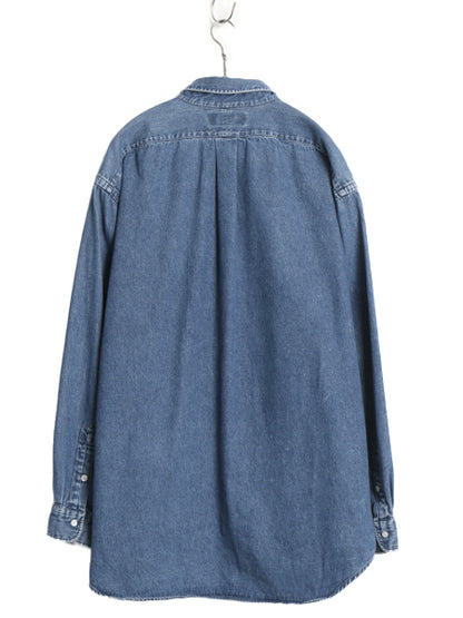 00s ラルフローレン ボタンダウン 長袖 デニム シャツ メンズ XL / 古着 オールド ポロ 長袖シャツ ワンポイント 大きいサイズ カジュアル