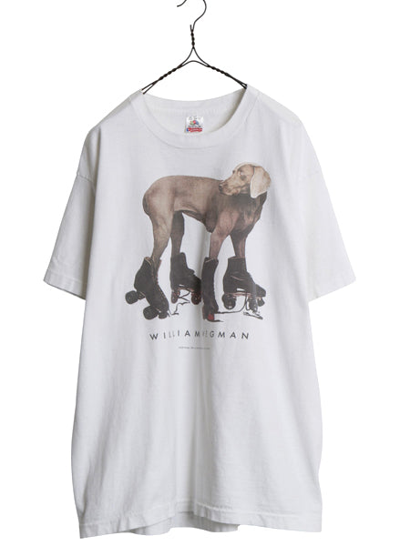 90s USA製 ★ ウェグマン アート イラスト プリント Tシャツ メンズ XL / ヴィンテージ オフィシャル 当時物 ドッグ アニマル 犬 フォト 白