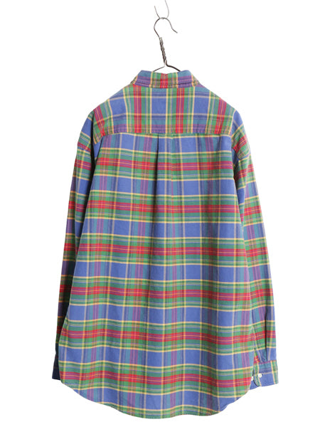 90s オールド ギャップ チェック 長袖 ボタンダウン シャツ メンズ XL / 紺タグ オックスフォード コットン ポケット付き BD 大きいサイズ
