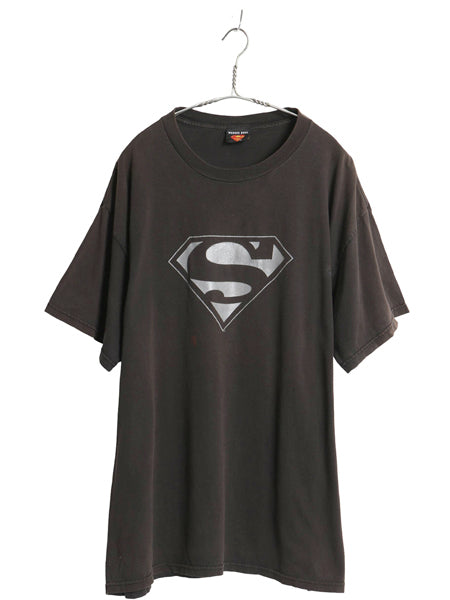 00s USA製 スーパーマン ロゴ プリント 半袖 Tシャツ メンズ XL オールド ワーナー オフィシャル 映画 ムービー アメコミ 黒 大きいサイズ