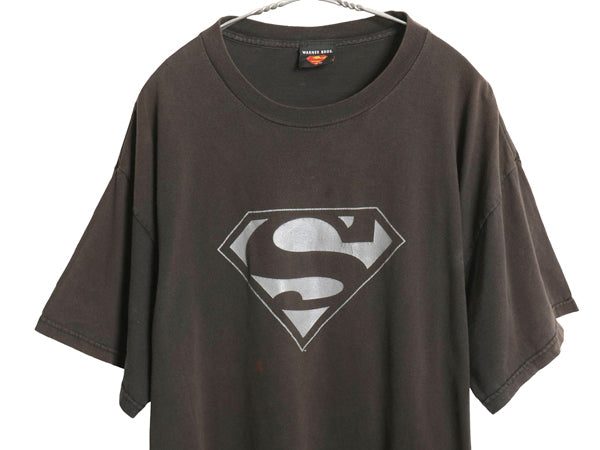 00s USA製 スーパーマン ロゴ プリント 半袖 Tシャツ メンズ XL オールド ワーナー オフィシャル 映画 ムービー アメコミ 黒 大きいサイズ