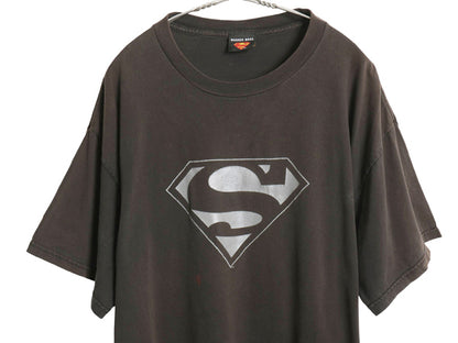 00s USA製 スーパーマン ロゴ プリント 半袖 Tシャツ メンズ XL オールド ワーナー オフィシャル 映画 ムービー アメコミ 黒 大きいサイズ