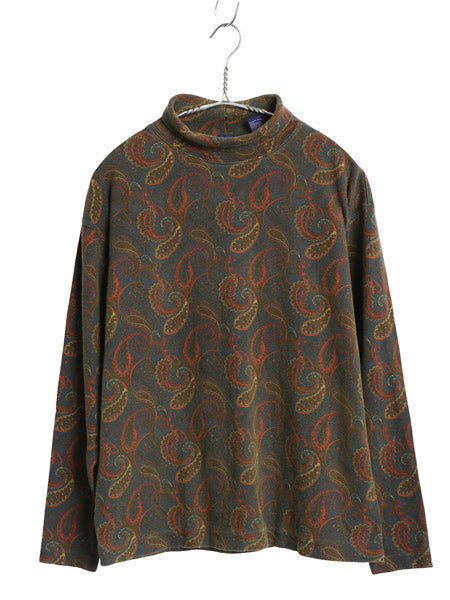 90s オールド ギャップ タートルネック 長袖 Tシャツ レディース M / 古着 旧タグ ペイズリー 総柄 ロンT ストレッチ コットン カットソー