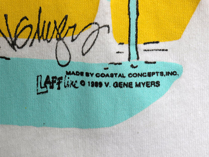 80s USA製 ジョーク イラスト プリント Tシャツ メンズ L / ヴィンテージ アート グラフィック シングルステッチ クルーネック カットソー