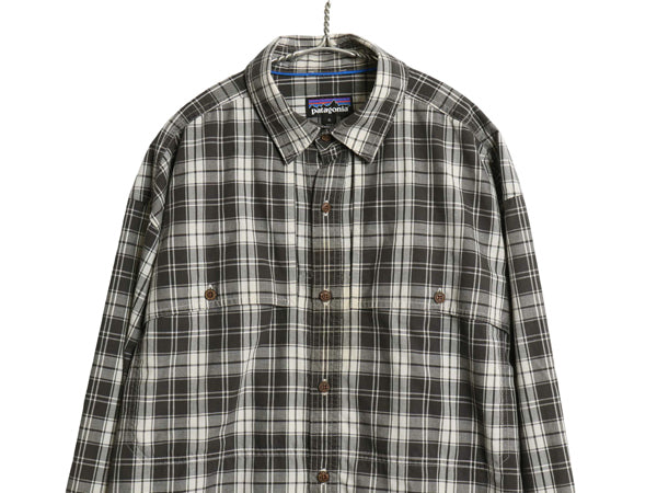 パタゴニア アイランド ホッパー シャツ メンズ XL 18年製 アウトドア 長袖シャツ ボックス チェック 大きいサイズ ゆったり コットン ポリ