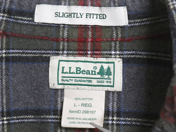 00s エルエルビーン チェック 長袖 ボタンダウン フランネル シャツ メンズ L 古着 オールド コットン 長袖シャツ ネルシャツ マルチカラー