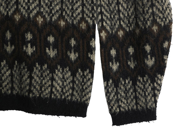 60s 70s ★ REVERE 総柄 アクリル ニット セーター メンズ M 古着 ヴィンテージ Vネック プルオーバー 毛足 グランジ 重ね着 マルチカラー