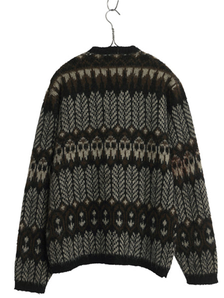 60s 70s ★ REVERE 総柄 アクリル ニット セーター メンズ M 古着 ヴィンテージ Vネック プルオーバー 毛足 グランジ 重ね着 マルチカラー