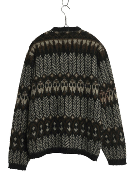 60s 70s ★ REVERE 総柄 アクリル ニット セーター メンズ M 古着 ヴィンテージ Vネック プルオーバー 毛足 グランジ 重ね着 マルチカラー