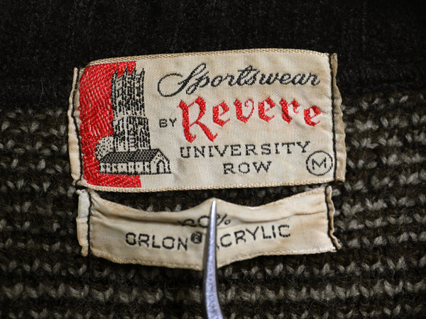 60s 70s ★ REVERE 総柄 アクリル ニット セーター メンズ M 古着 ヴィンテージ Vネック プルオーバー 毛足 グランジ 重ね着 マルチカラー