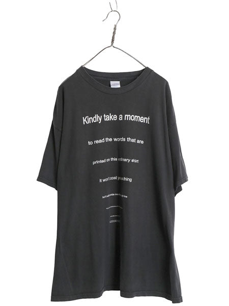 00s ジョーク メッセージ プリント 半袖 Tシャツ メンズ XXL / 古着 オールド ヘビーウェイト コットン クルーネック 黒 大きいサイズ