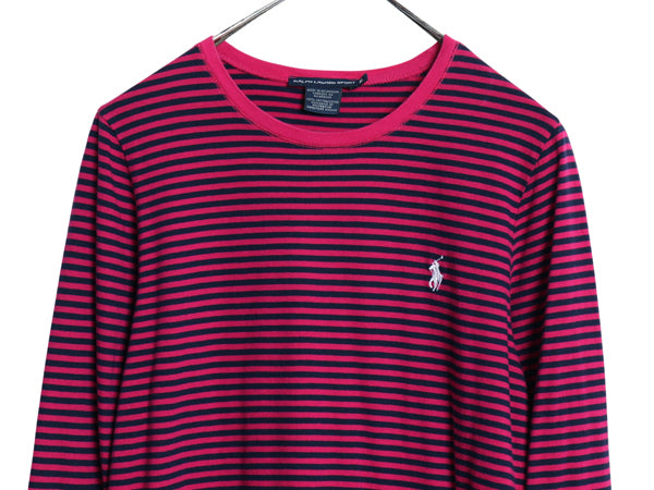 ラルフローレン ボーダー 長袖 Tシャツ レディース XL 古着 ポロ スポーツ ロンT ワンポイント カットソー シンプル きれいめ 大きいサイズ