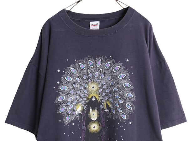 00s ★ ブラッククロウズ イラスト プリント Tシャツ メンズ XXL 古着 オールド オフィシャル 当時物 バンド ロック 音楽 大きいサイズ 紺