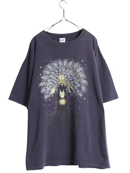 00s ★ ブラッククロウズ イラスト プリント Tシャツ メンズ XXL 古着 オールド オフィシャル 当時物 バンド ロック 音楽 大きいサイズ 紺