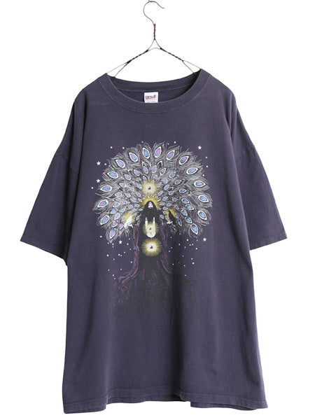00s ★ ブラッククロウズ イラスト プリント Tシャツ メンズ XXL 古着 オールド オフィシャル 当時物 バンド ロック 音楽 大きいサイズ 紺