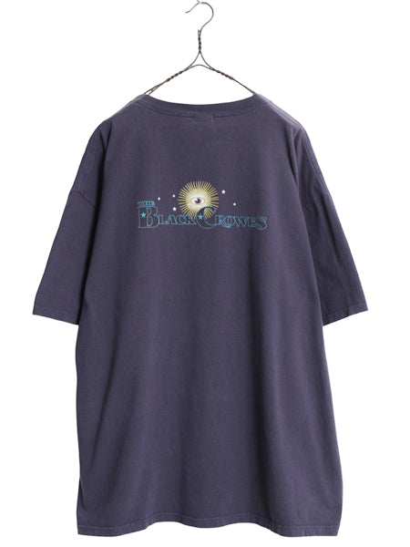 00s ★ ブラッククロウズ イラスト プリント Tシャツ メンズ XXL 古着 オールド オフィシャル 当時物 バンド ロック 音楽 大きいサイズ 紺