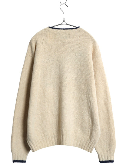 手編み 90s ★ ポロ ラルフローレン 星条旗 ハンドニット セーター メンズ L / 当時物 RL98 オールド ラム ウール ハンドスパン ナチュラル