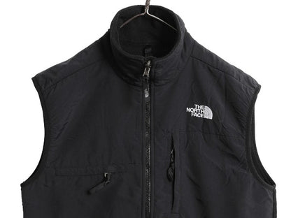 ノースフェイス デナリ ベスト メンズ S 古着 アウトドア 前開き 重ね着 フルジップ フリース ナイロン ワンポイント ハイネック ブラック