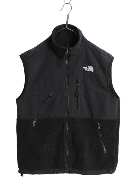 ノースフェイス デナリ ベスト メンズ S 古着 アウトドア 前開き 重ね着 フルジップ フリース ナイロン ワンポイント ハイネック ブラック