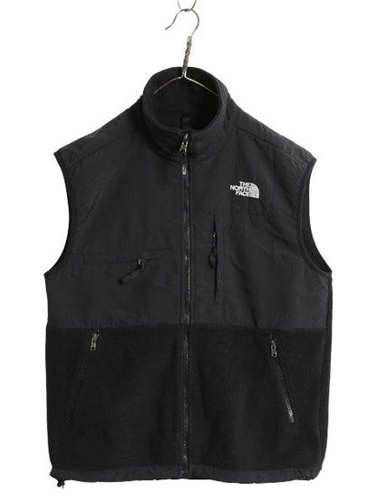 ノースフェイス デナリ ベスト メンズ S 古着 アウトドア 前開き 重ね着 フルジップ フリース ナイロン ワンポイント ハイネック ブラック