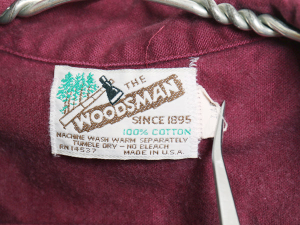 80s USA製 THE WOODSMAN シャモア クロス 長袖 シャツ メンズ L ヴィンテージ ネルシャツ ヘビーウェイト コットン フランネル アウトドア