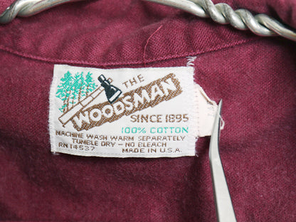 80s USA製 THE WOODSMAN シャモア クロス 長袖 シャツ メンズ L ヴィンテージ ネルシャツ ヘビーウェイト コットン フランネル アウトドア