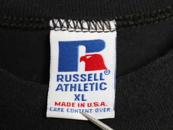 90s USA製 ラッセル モックネック 長袖 Tシャツ メンズ XL / オールド ロンT  無地 ヘビーウェイト コットン カットソー 大きいサイズ 黒