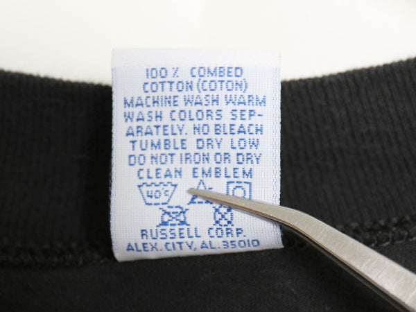 90s USA製 ラッセル モックネック 長袖 Tシャツ メンズ XL / オールド ロンT  無地 ヘビーウェイト コットン カットソー 大きいサイズ 黒