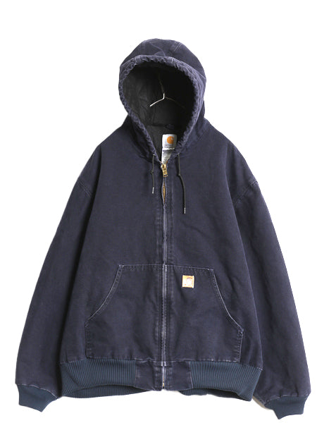 US企画 カーハート アクティブ ジャケット メンズ 2XL ワーク ダック フード パーカー 中綿 キルティング ライナー ブルゾン 大きいサイズ 