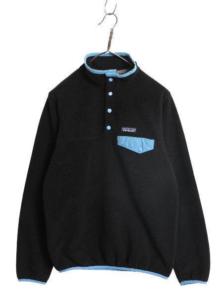 パタゴニア ライトウェイト シンチラ スナップT レディース M 程/ フリース プルオーバー ジャケット ブルゾン アウトドア ジャンパー 黒