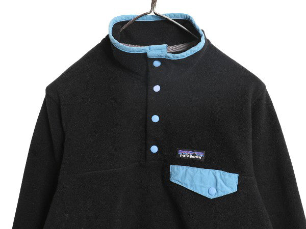 パタゴニア ライトウェイト シンチラ スナップT レディース M 程/ フリース プルオーバー ジャケット ブルゾン アウトドア ジャンパー 黒