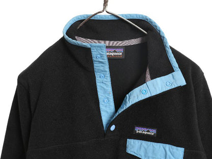 パタゴニア ライトウェイト シンチラ スナップT レディース M 程/ フリース プルオーバー ジャケット ブルゾン アウトドア ジャンパー 黒