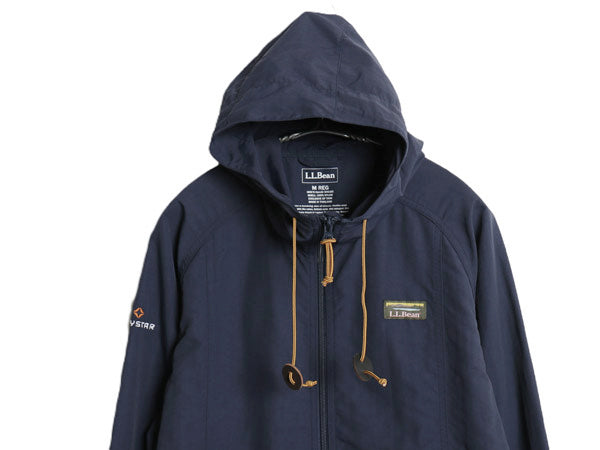 エルエルビーン ナイロン パーカー ジャケット メンズ M 古着 フルジップ マンパ ハイネック ジャンパー ウィンドブレーカー 企業 ネイビー