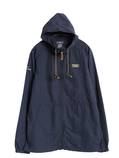 エルエルビーン ナイロン パーカー ジャケット メンズ M 古着 フルジップ マンパ ハイネック ジャンパー ウィンドブレーカー 企業 ネイビー