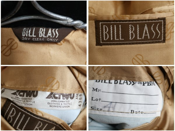 ほぼ デッドストック 80s USA製 BILL BLASS ベロア テーラード ジャケット メンズ M 程/ ヴィンテージ ブレザー カジュアル トラッド 黒