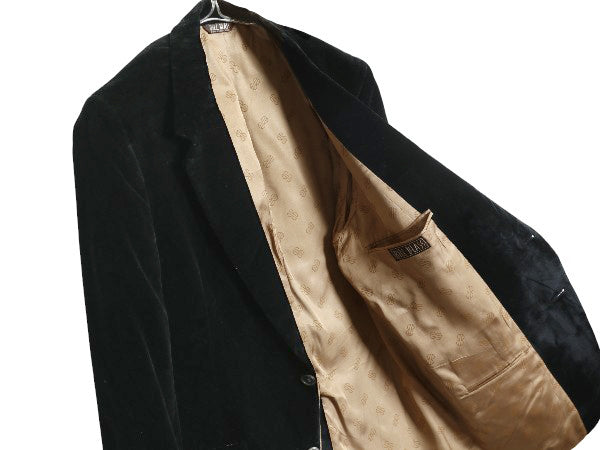 ほぼ デッドストック 80s USA製 BILL BLASS ベロア テーラード ジャケット メンズ M 程/ ヴィンテージ ブレザー カジュアル トラッド 黒
