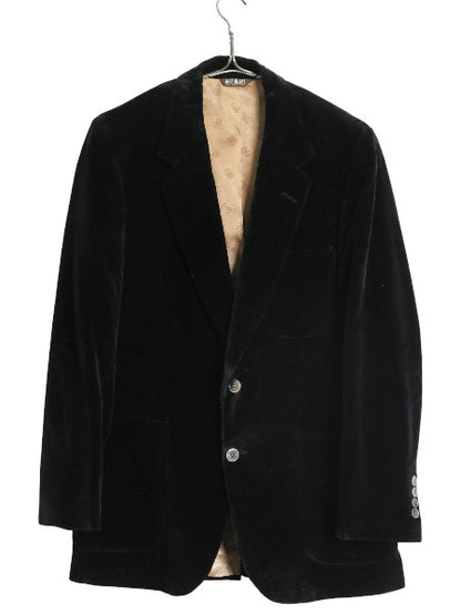 ほぼ デッドストック 80s USA製 BILL BLASS ベロア テーラード ジャケット メンズ M 程/ ヴィンテージ ブレザー カジュアル トラッド 黒