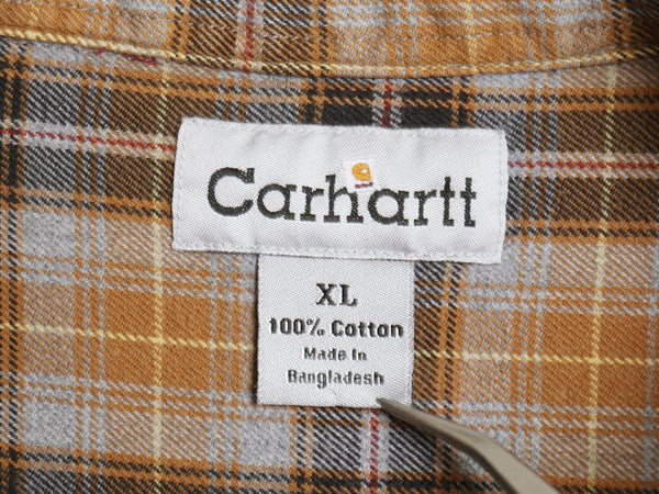 US企画 カーハート 長袖 ボタンダウン フランネル シャツ メンズ XL チェック ネルシャツ ワーク コットン 大きいサイズ 廃盤 マルチカラー