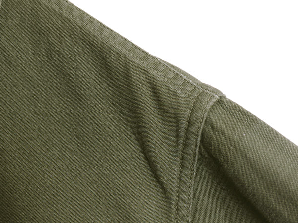 60s 米軍実物 US ARMY コットン サテン ユーティリティ シャツ メンズ M 程/ ヴィンテージ OG107 シャツ袖 2nd ミリタリー 軍物 オリーブ
