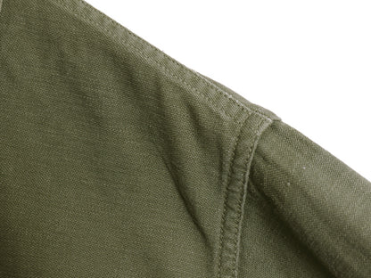 60s 米軍実物 US ARMY コットン サテン ユーティリティ シャツ メンズ M 程/ ヴィンテージ OG107 シャツ袖 2nd ミリタリー 軍物 オリーブ
