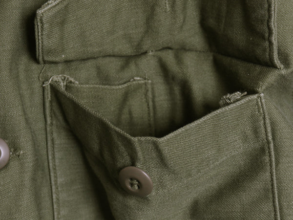 60s 米軍実物 US ARMY コットン サテン ユーティリティ シャツ メンズ M 程/ ヴィンテージ OG107 シャツ袖 2nd ミリタリー 軍物 オリーブ
