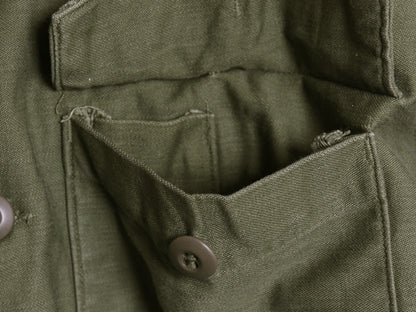 60s 米軍実物 US ARMY コットン サテン ユーティリティ シャツ メンズ M 程/ ヴィンテージ OG107 シャツ袖 2nd ミリタリー 軍物 オリーブ