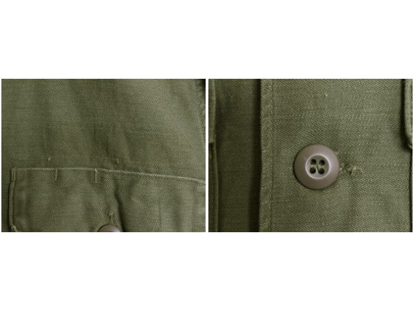 60s 米軍実物 US ARMY コットン サテン ユーティリティ シャツ メンズ M 程/ ヴィンテージ OG107 シャツ袖 2nd ミリタリー 軍物 オリーブ
