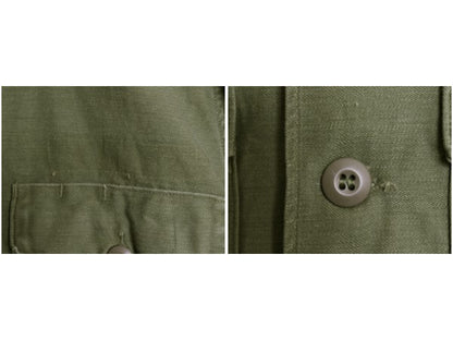 60s 米軍実物 US ARMY コットン サテン ユーティリティ シャツ メンズ M 程/ ヴィンテージ OG107 シャツ袖 2nd ミリタリー 軍物 オリーブ