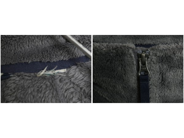 エルエルビーン フルジップ ハイ パイル フリース ジャケット メンズ L 程 アウトドア 毛足 ボア ナイロン ワンポイント エルボーパッチ 灰
