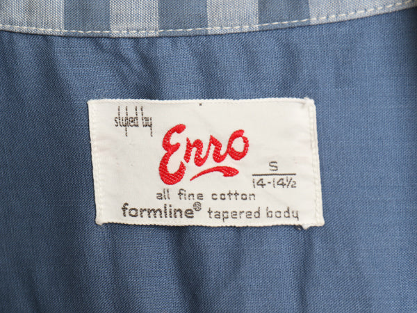 60s ★ ENRO オープンカラー 半袖 シャツ メンズ S / ヴィンテージ チェック イタリアンカラー 開襟 ボックス コットン スリム テーパード