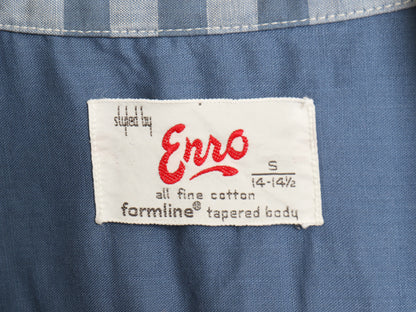 60s ★ ENRO オープンカラー 半袖 シャツ メンズ S / ヴィンテージ チェック イタリアンカラー 開襟 ボックス コットン スリム テーパード