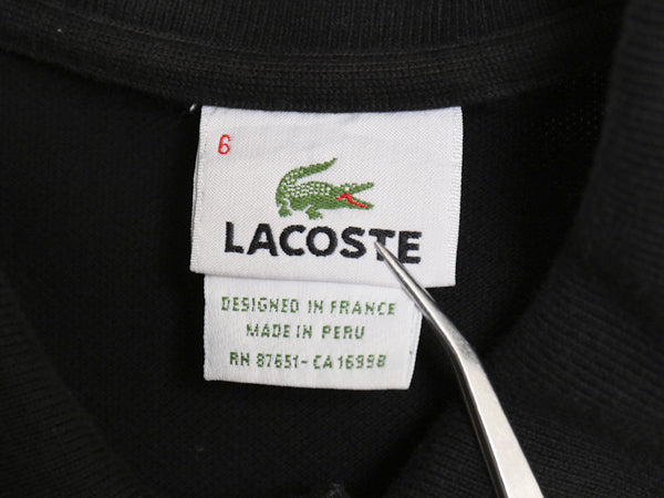 フランス 企画 ラコステ 鹿の子 長袖 ポロシャツ 6 メンズ XL / 長袖シャツ ワンポイント ボックス コットン カットソー 大きいサイズ 黒