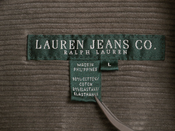 90s ラルフローレン ジーンズ 太畝 コーデュロイ ジャケット レディース L オールド ポロ ジージャン タイプ ジャンパー ブルゾン 革パッチ
